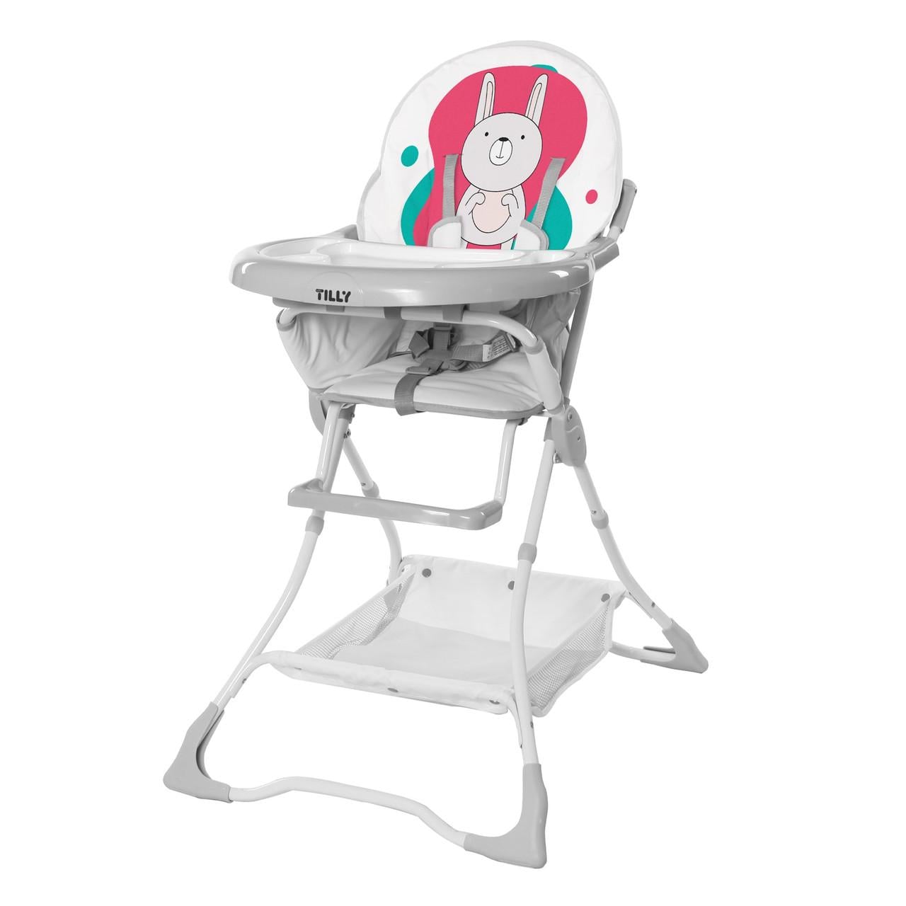Стульчик детский для кормления Tilly Buddy T-633/2 Coral Rabbit с подставкой для ног из пластика 102х68х60 см Серый (150-7-T-633/2 Coral Rabbit)