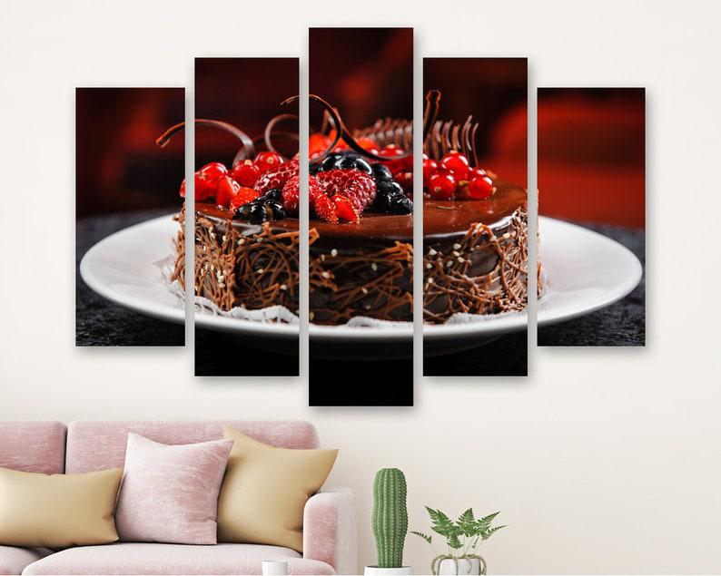 Модульная картина на холсте из пяти частей KIL Art Торт с шоколадом 112x68 см (M51_M_113)
