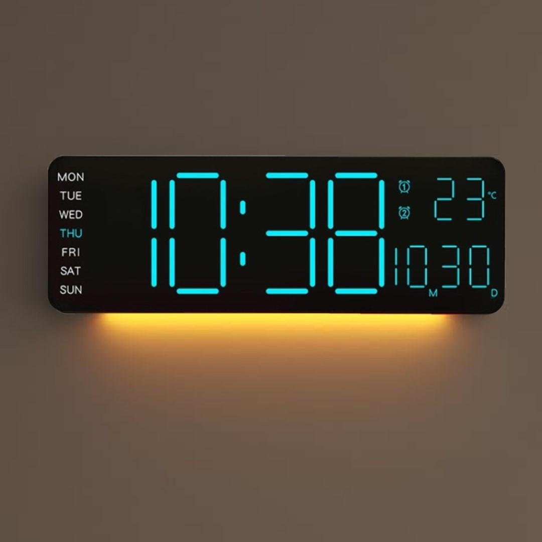 Часы настенные электронные Mids с 8 цветами подсветки цифр термометром и календарем (NS-678)