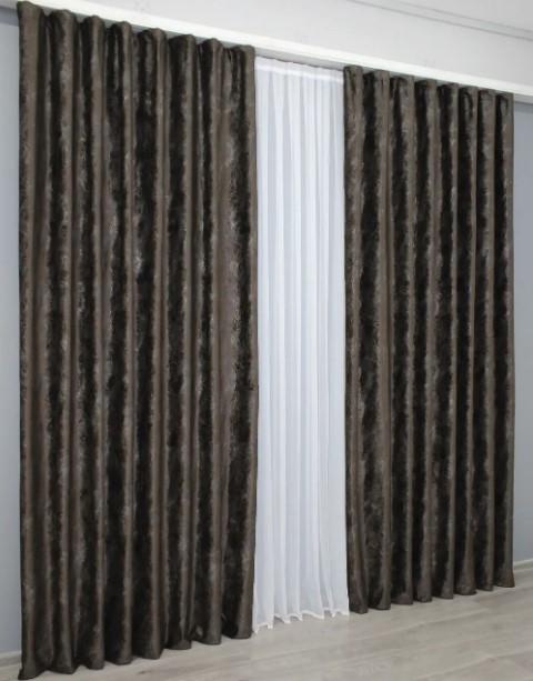 Ткань для штор Афина бархат Коричневый (1312ш) - фото 2 Ткань для штор Афина бархат Коричневый (1312ш) - фото 2