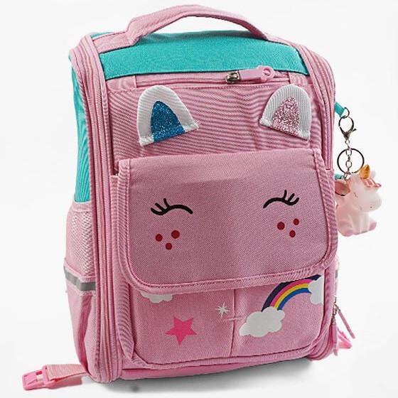 Школьный рюкзак для девочки 1 отделение/4 кармана/молния/с брелоком/раскладной 40 см (28443964)