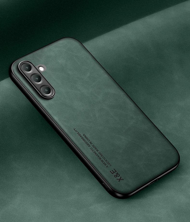 Кожаный чехол XnE Samsung Galaxy S23 FE S711 с металлической вставкой Green (38246-08)