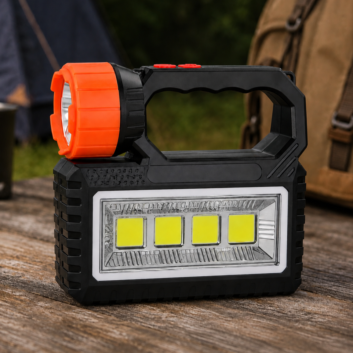 Фонарь аккумуляторный OK-718S-B LED с солнечной панелью и PowerBank