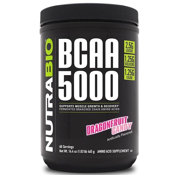 Амінокислота BCAA для спорту NutraBio BCAA 5000 465 г 60 порцій Dragon Fruit Candy (000027153)