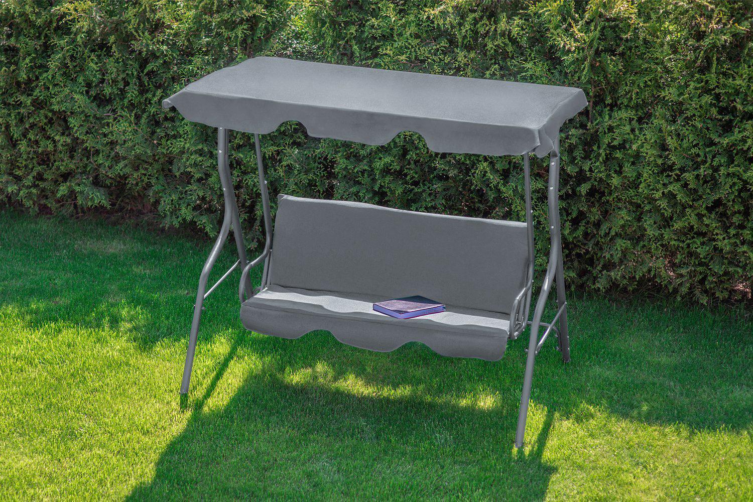 Гойдалка садова Garden Relax 3-х місна з дашком та матрацом Сірий - фото 6 Гойдалка садова Garden Relax 3-х місна з дашком та матрацом Сірий - фото 6