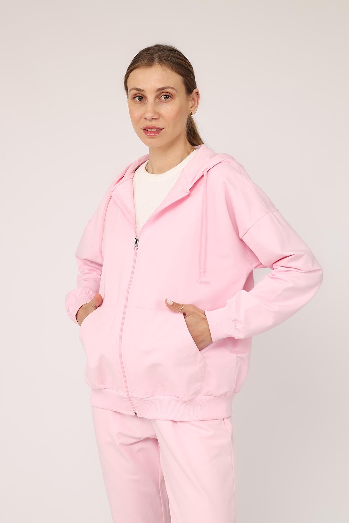Толстовка жіноча на блискавці ЦБ-00266278 р. 40 Рожевий (SKT001035564) - фото 4
