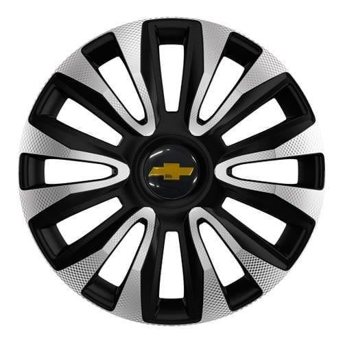 Колпаки для колес 4 Racing Avalon Carbon R13 с логотипом Chevrolet 4 шт. Silver/Black