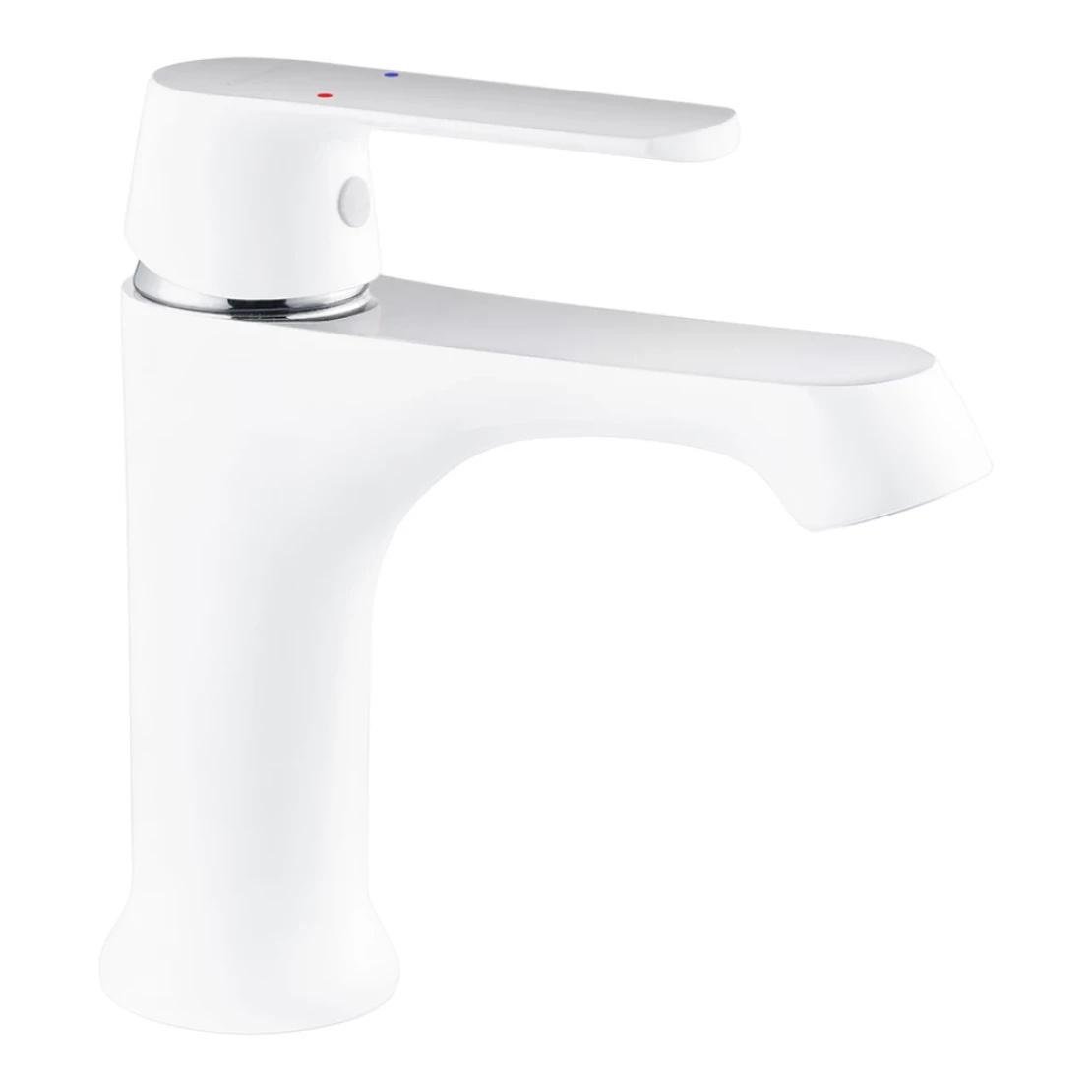 Смеситель для раковины Kroner KRP Armada W010 врезной короткий излив Хром/Белый (CV024320)