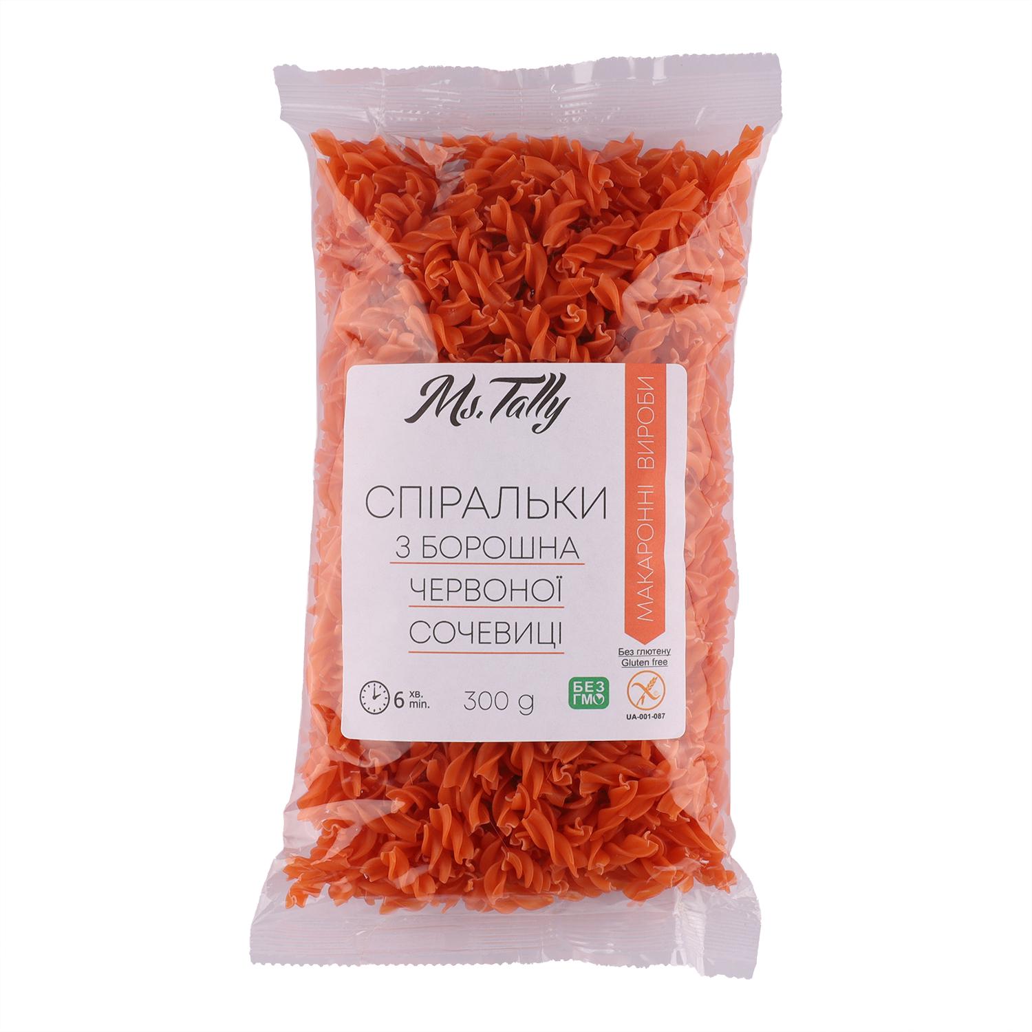 Спиральки из красной чечевицы Ms. Tally без глютена 300 г (29439193)