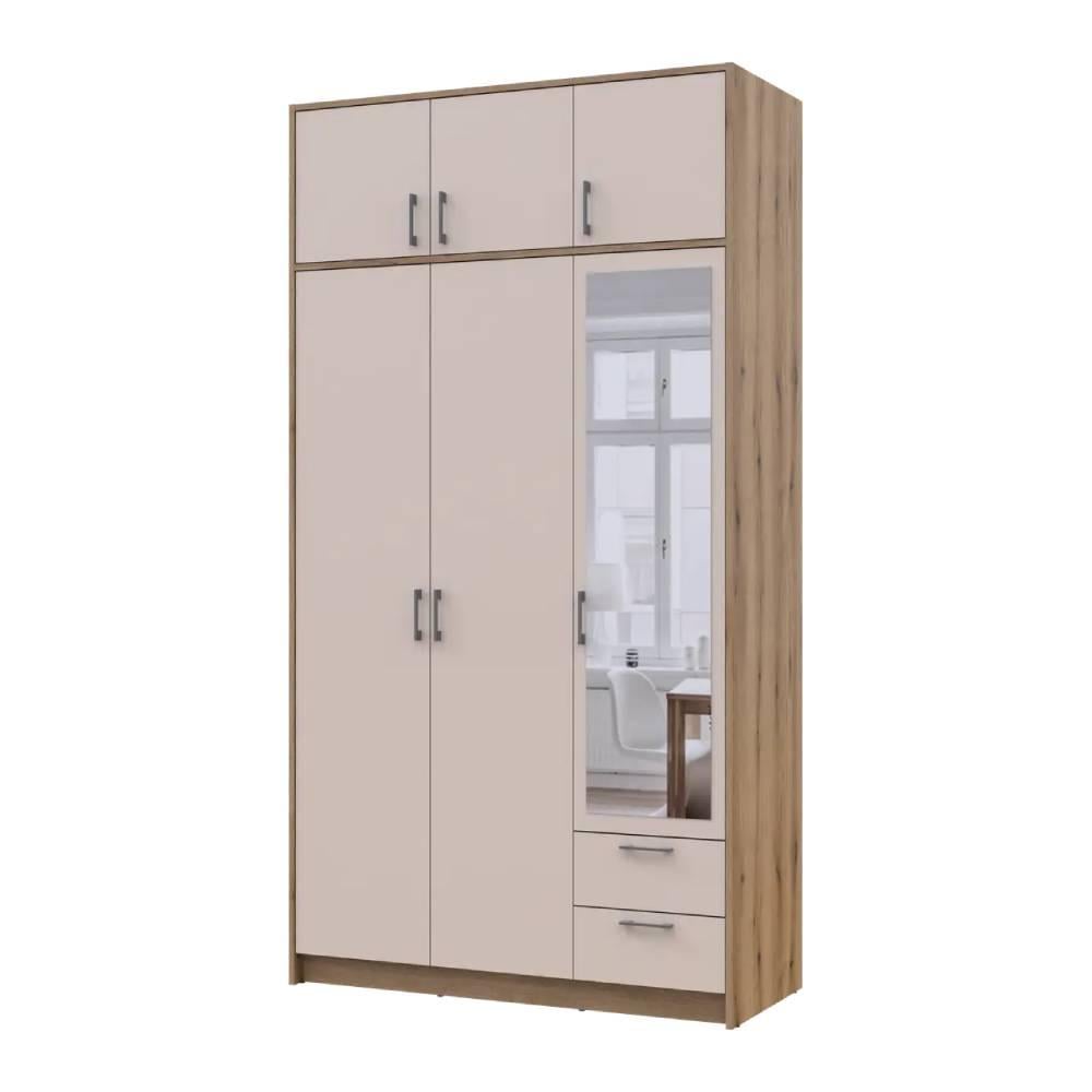 Шкаф Doros Ронди DRS-011679 с антресолью и зеркалом 3ДСП 121х52х236 см Дуб Артизан/Кашемир (80737821)