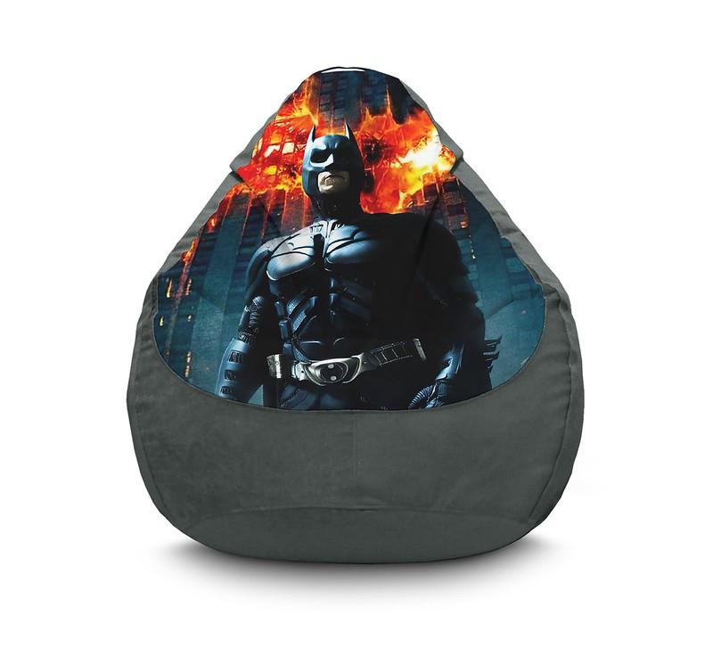 Кресло мешок iPuff Batman The Dark Knight Флок XXXL 100х135 см Серый