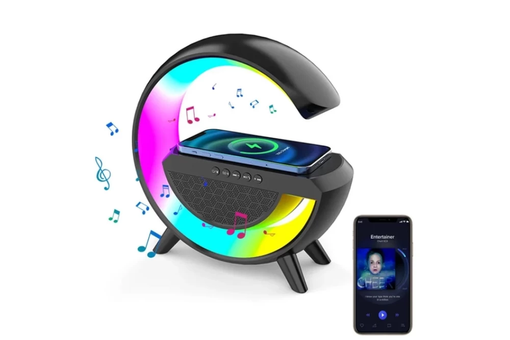 Лампа-нічник смарт настільна BT-2301 RGB Rainbow Light-Wireless з Bluetooth колонкою бездротова зарядка Black (374373) - фото 4