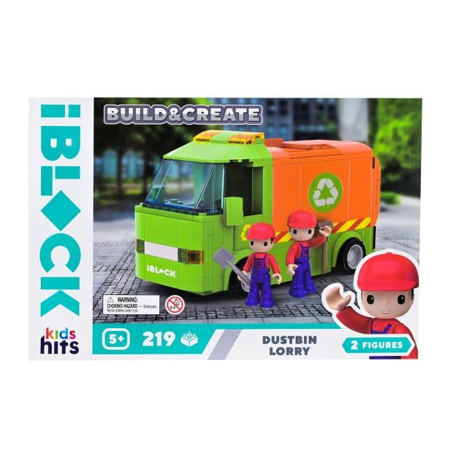 Конструктор Iblock Мусоровоз KH17/005/1 Build&create Dustbin lorry 219 деталей в коробке (4897126753622)