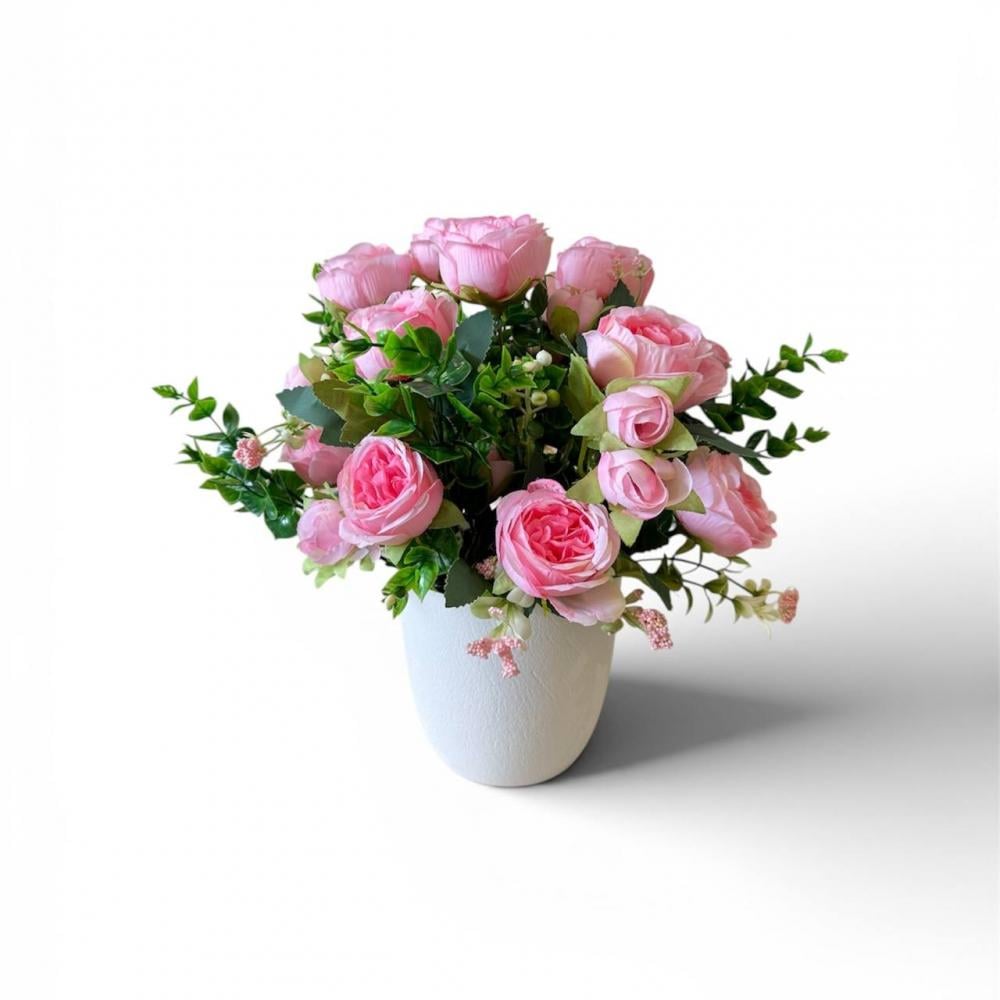 Букет пионов в кашпо ПЛАСТМАКС Розовый (R1403)