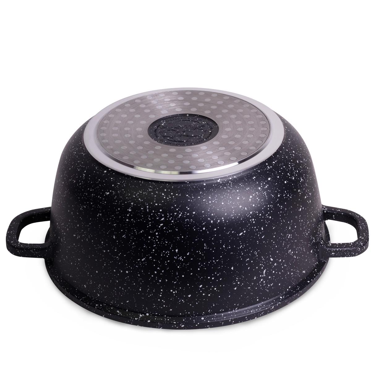 Каструля зі скляною кришкою та антипригарним покриттям Kamille КМ-4405 з литого алюмінію 4,5 л Чорний мармур (150-84-4405) - фото 4 Каструля зі скляною кришкою та антипригарним покриттям Kamille КМ-4405 з литого алюмінію 4,5 л Чорний мармур (150-84-4405) - фото 4