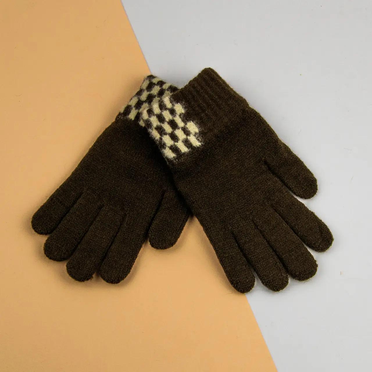 Перчатки зимние детские 8-12 лет р. 6 Коричневый (24-8-009)