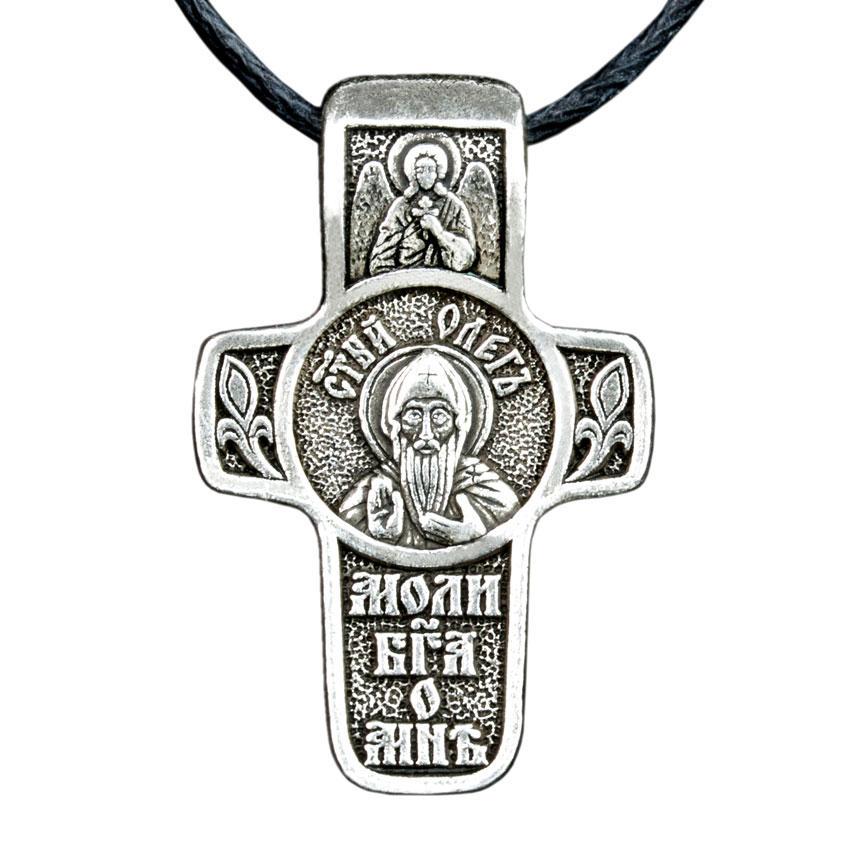 Крест нательный посеребренный Олег Святой 3х1,8х0,2 см (19557)