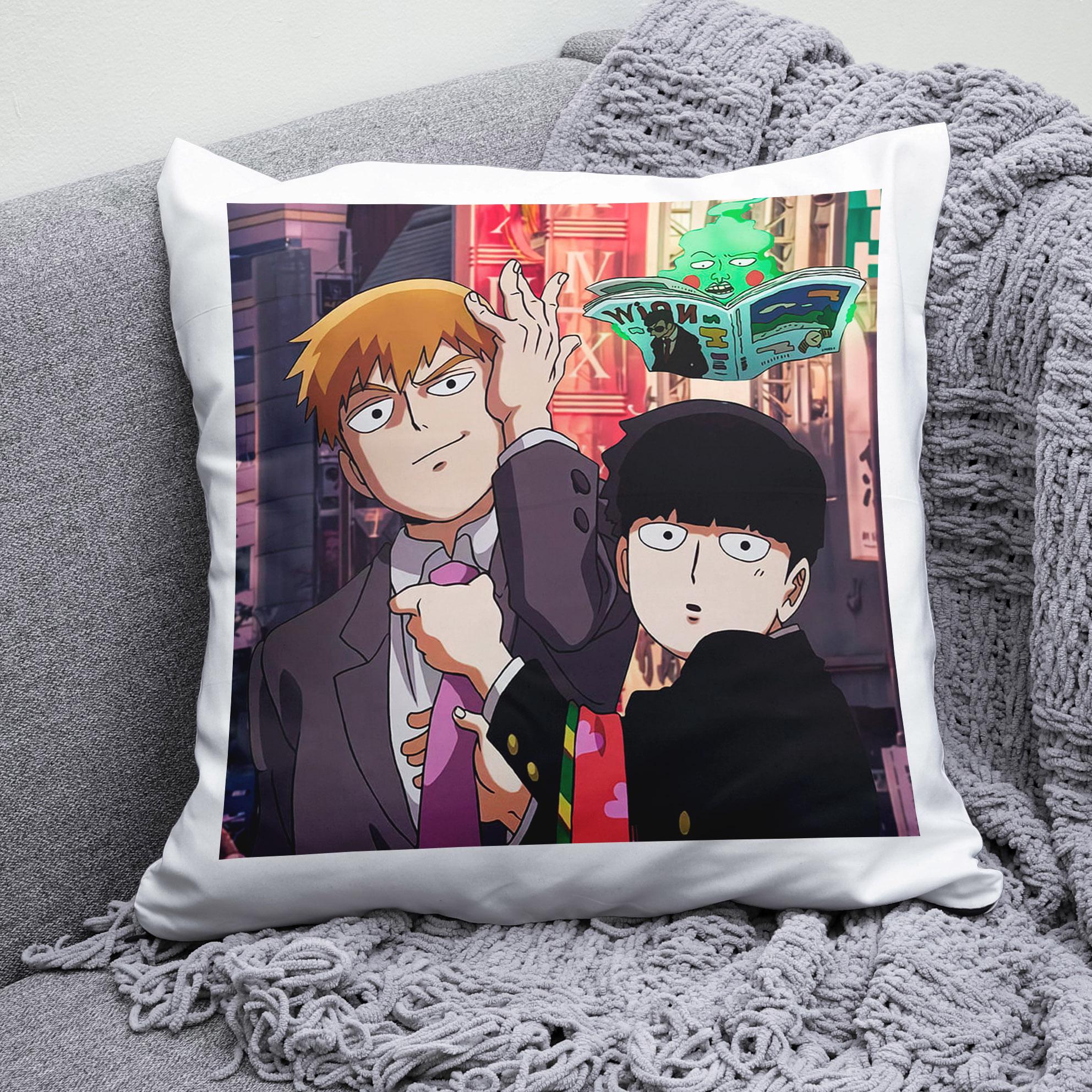 Плюшева подушка квадрат з принтом аниме Mob Psycho 100 "2
