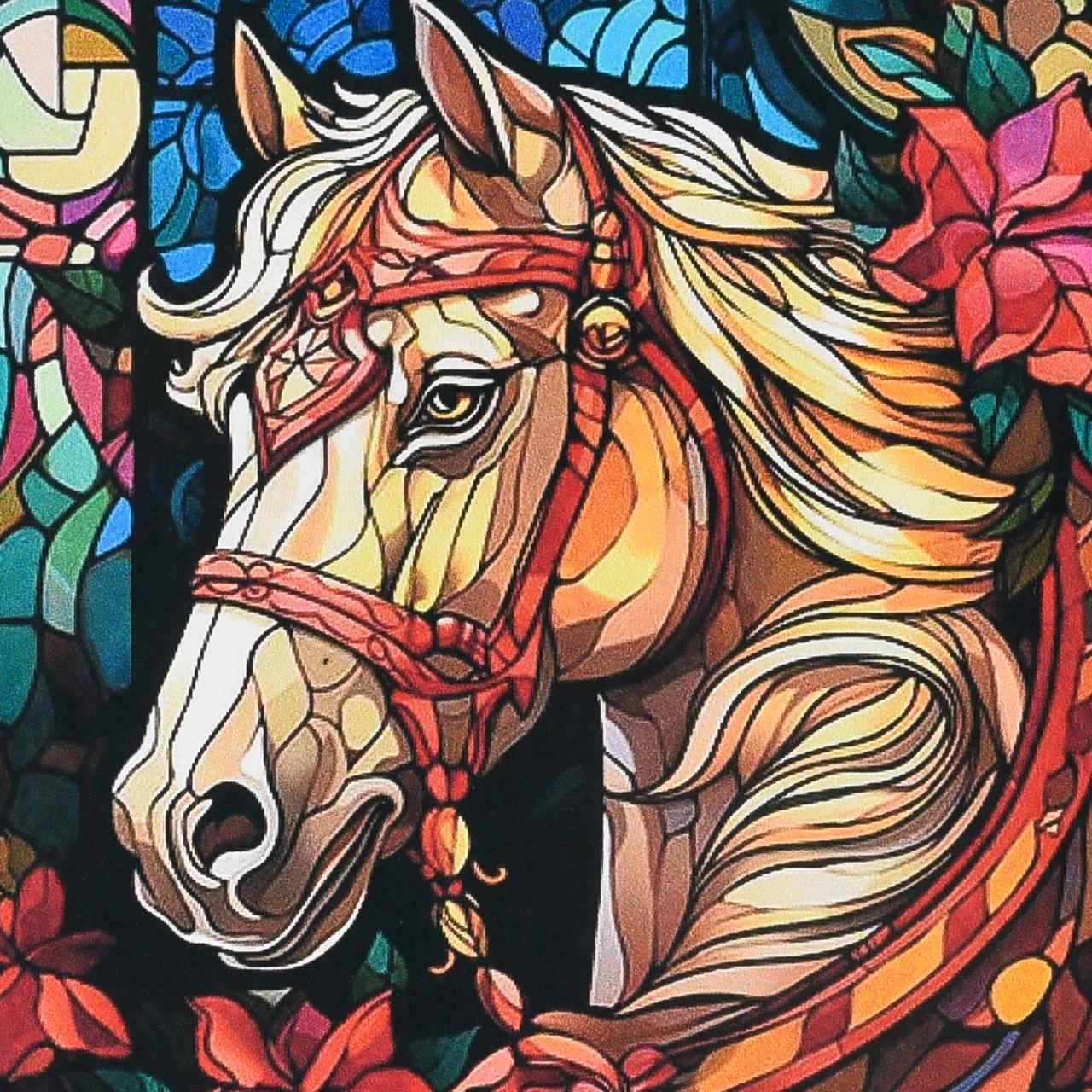 Алмазная мозаика Strateg Белый всадник не полная выкладка 30х30 см (DEEX16289)