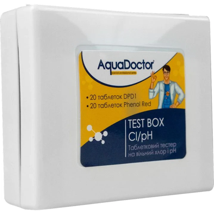 Тестер для бассейна AquaDoctor Box Cl/pH таблеточный для pH и свободного хлора 20 тестов (23233) Тестер для бассейна AquaDoctor Box Cl/pH таблеточный для pH и свободного хлора 20 тестов (23233)