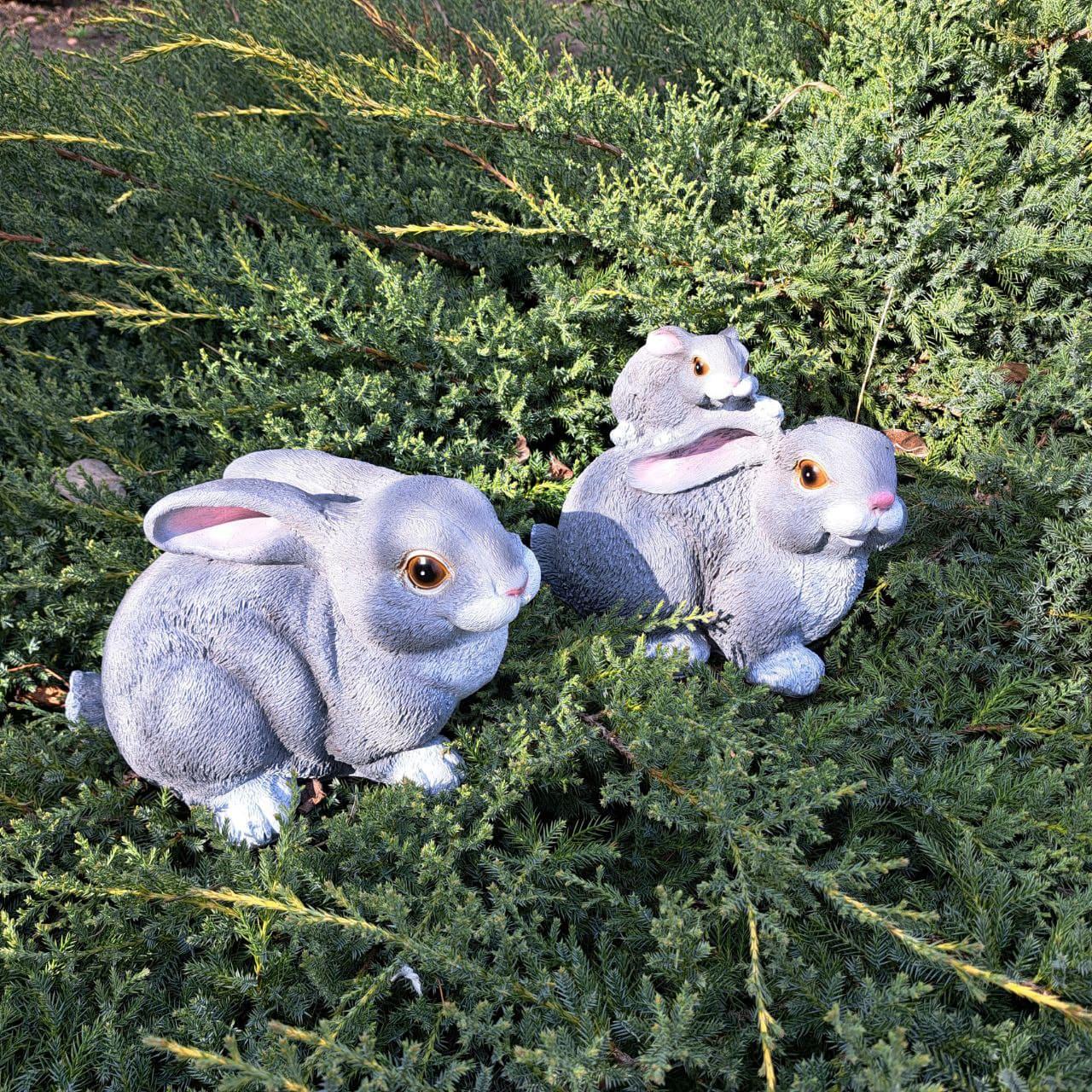 Комплект садових фігур Заєць сірий та Зайчиха з зайчиком №2 (4315) - фото 3 Комплект садових фігур Заєць сірий та Зайчиха з зайчиком №2 (4315) - фото 3