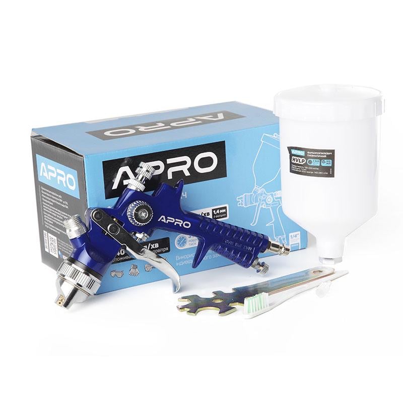 Краскораспылитель Apro HVLP ⌀ 1,4 мм в/б пластик 600 мл (850035) - фото 3 Краскораспылитель Apro HVLP ⌀ 1,4 мм в/б пластик 600 мл (850035) - фото 3