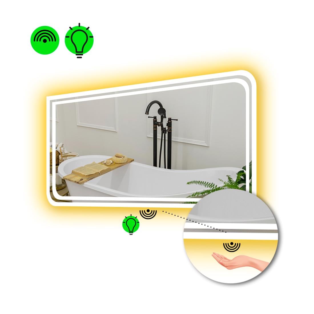 Зеркало с LED подсветкой Federica с ИК включателем 90x80 см (8776226)
