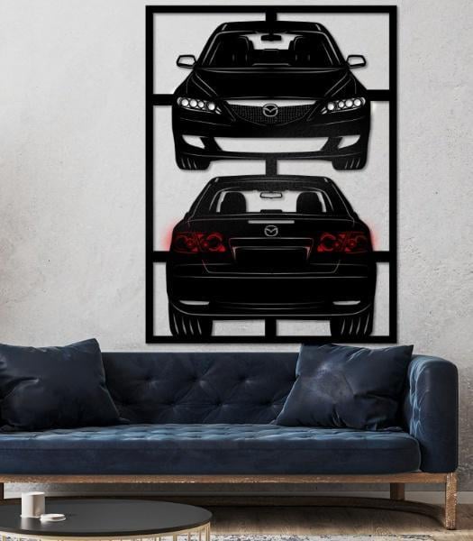 Декор настінний в стилі мінімалзм дерев'яний Decart Mazda 6 без підсвічування на кухню вітальню та спальню 90х67 см