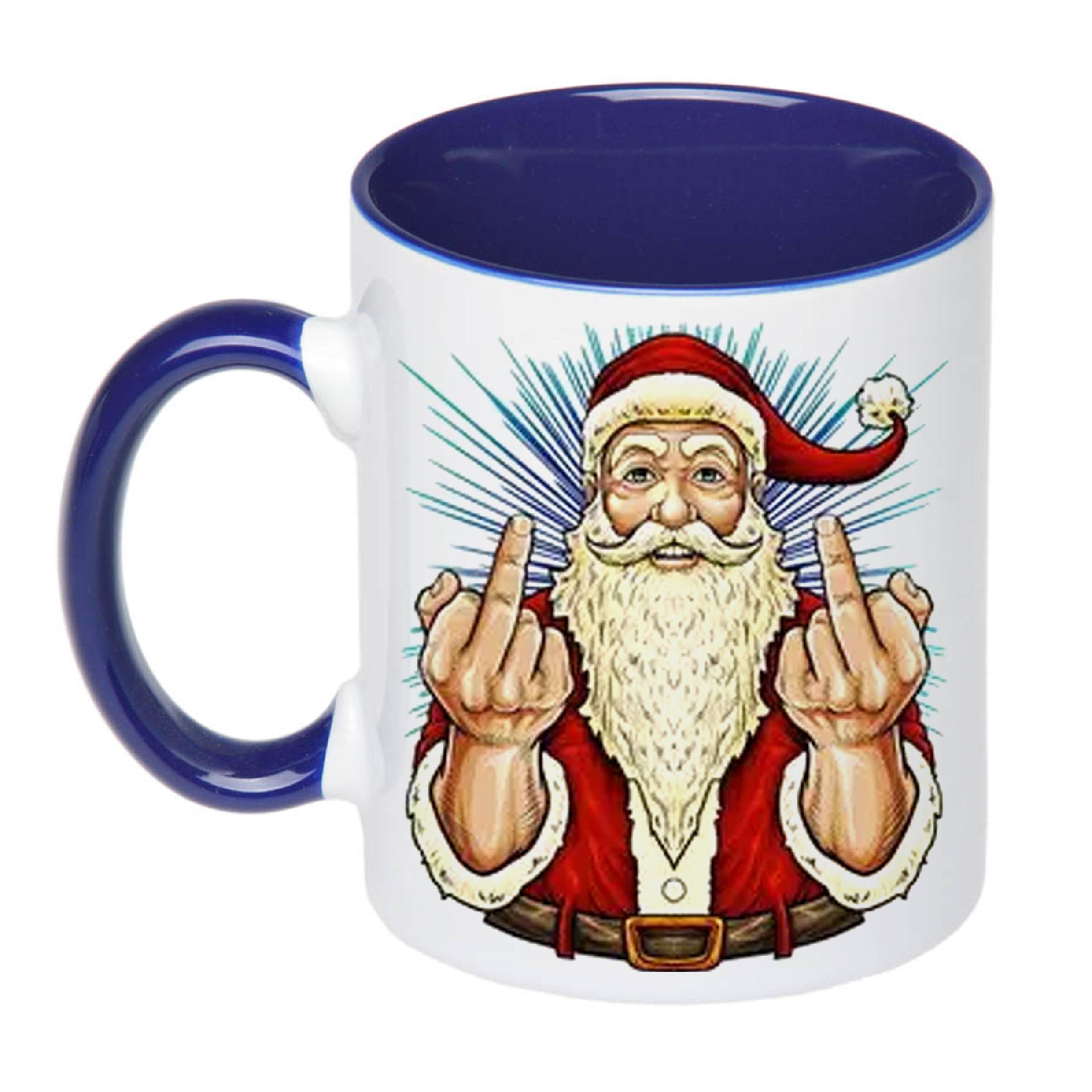 Чашка с принтом "Санта F*ck" 330 мл Синий (17086)