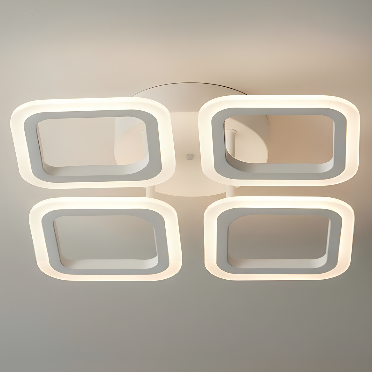 Люстра светодиодная Valeso 56W с пультом на четыре квадратных плафона 3000-6500K Белый (G 2929/4 WT) - фото 1