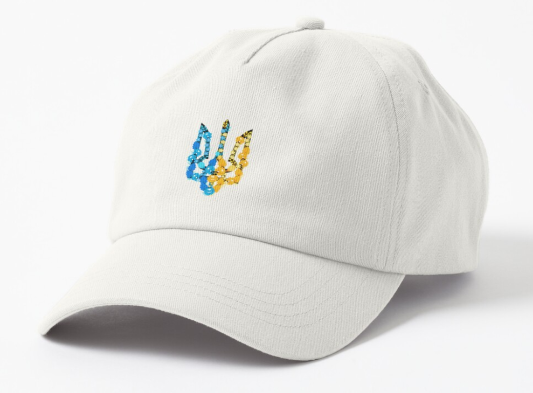 Кепка унисекс Malfini с патриотическим принтом "Украина герб цветы" Белый (УКР278К-1685309820)