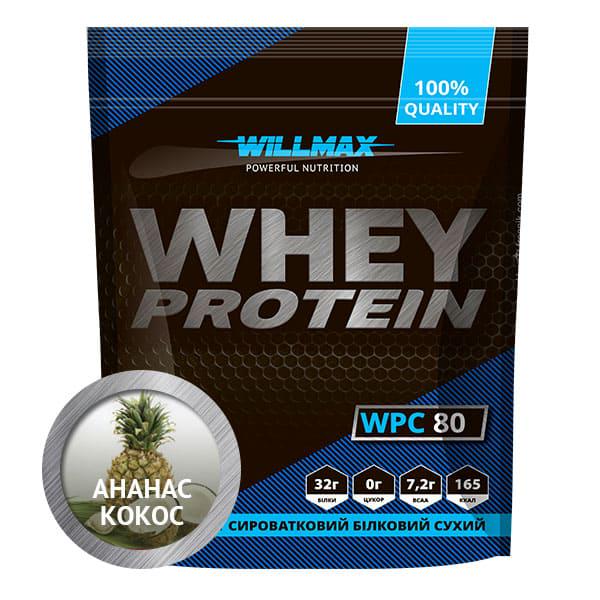 Протеин сывороточный Whey Protein 80% Willmax 920 г Ананас с кокосом (2111) - фото 1