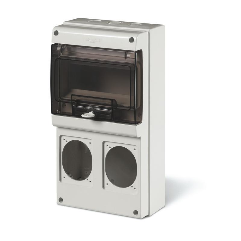 Корпус ДКС Quadro 8 модулей 2 посты основание 70х87 мм IP66 184x340x106 мм Серый (DIS6722300)