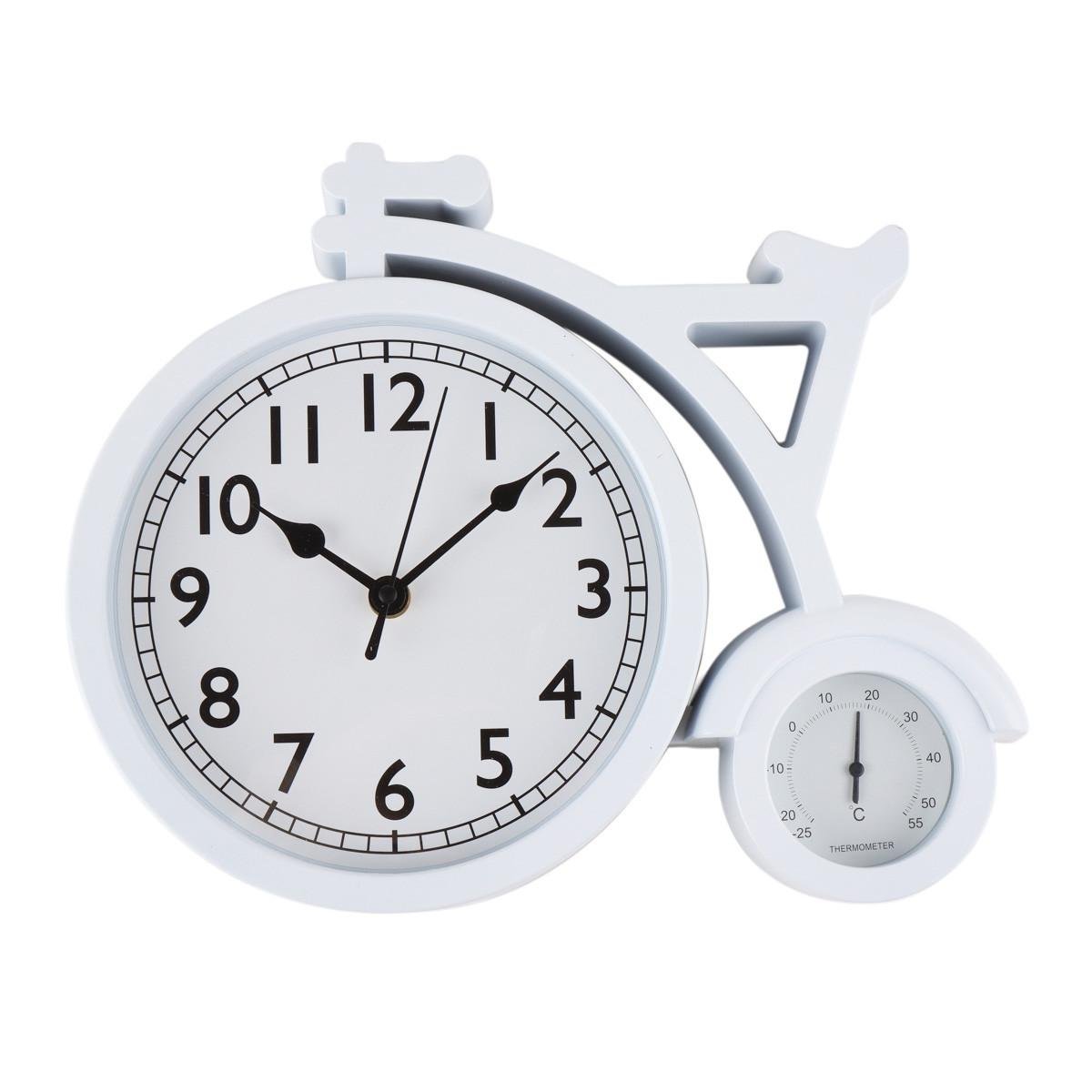 Настільний годинник з термометром Optima Велосипед Білий (2003-061)