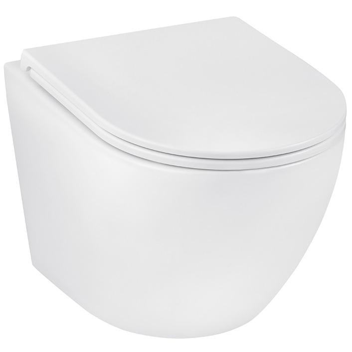 Унитаз подвесной Kroner Harz WHI493736 CV029609 безободковый с сиденьем с микролифтом (216745)