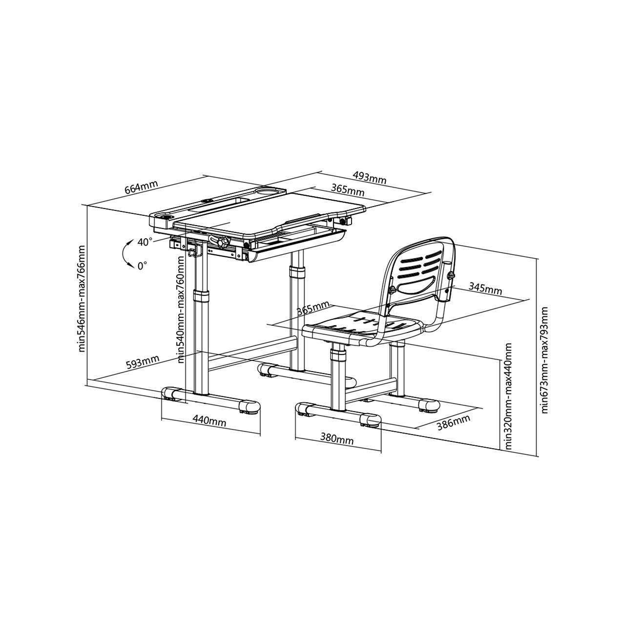 Школьная парта и стул Fundesk Cantare c подставкой для книг Розовый (FD-CANP) - фото 2