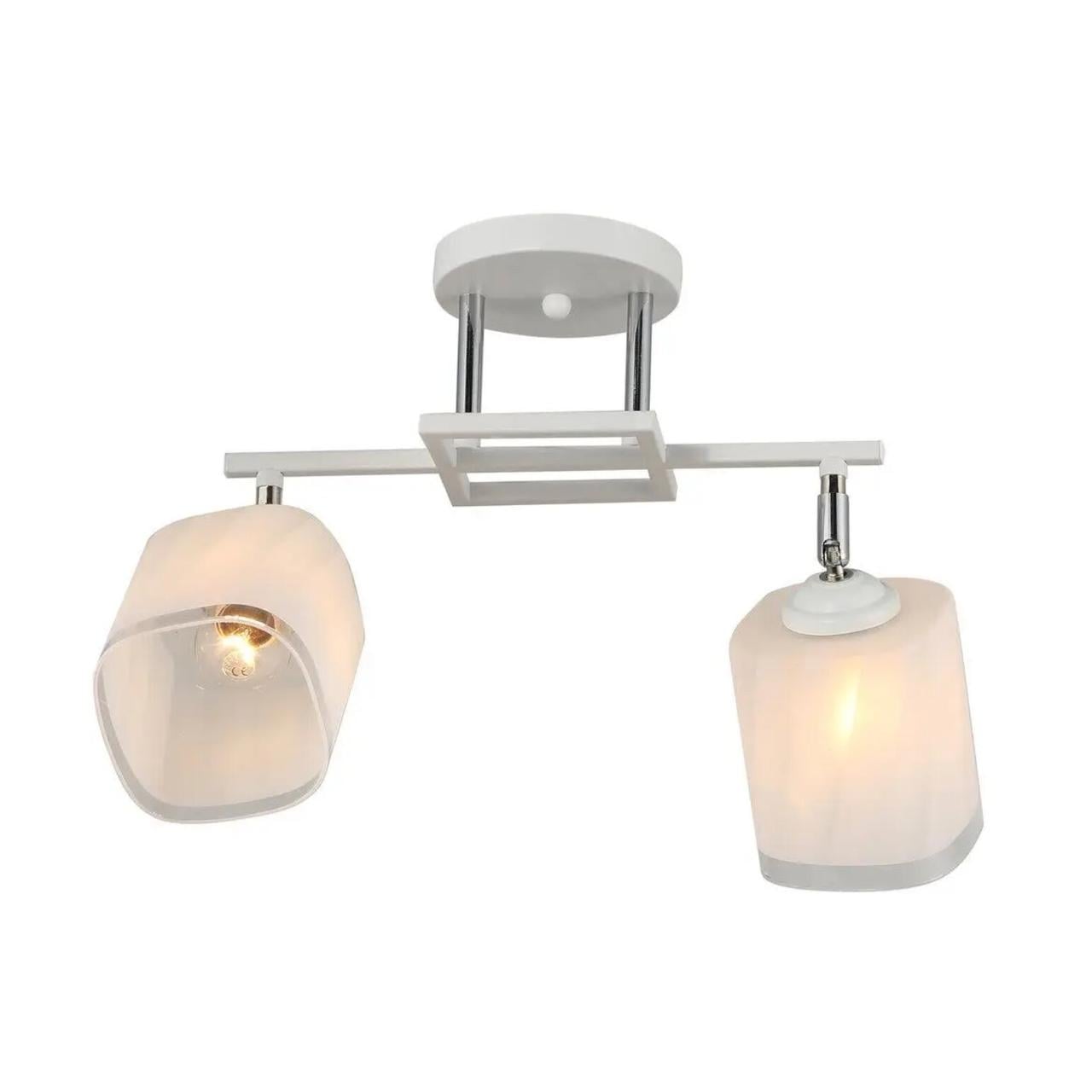 Люстра Sirius на два стеклянных плафона под лампу Е27 Белый/Хром (G 07472/2 Matte White+CR)