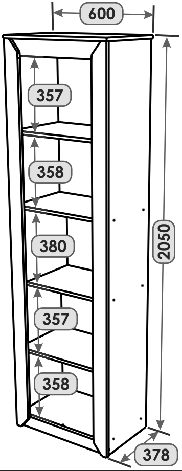 Пенал Everest Нордик 600 открытый 600х378х2050 мм Дуб крафт золотой/Белый (11166) - фото 2 Пенал Everest Нордик 600 открытый 600х378х2050 мм Дуб крафт золотой/Белый (11166) - фото 2