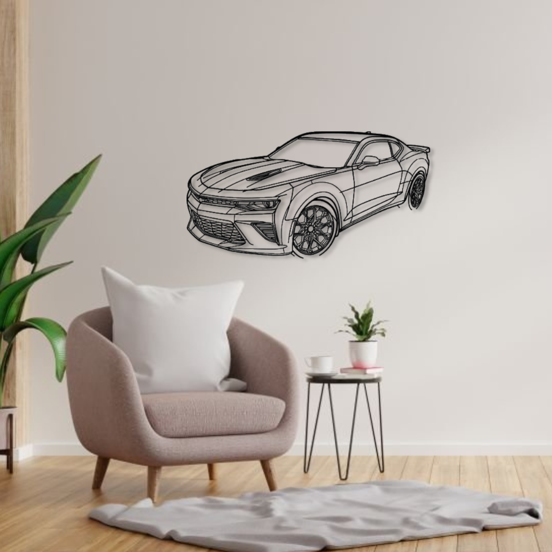 Декор на стену авто Chevrolet Camaro SS из металла 140 см (auto224)
