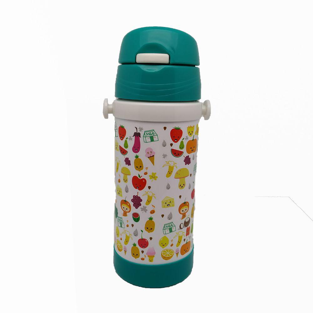 Термокружка детская Krauzer с трубочкой 350 мл Белый/Зеленый (85-350GREEN)