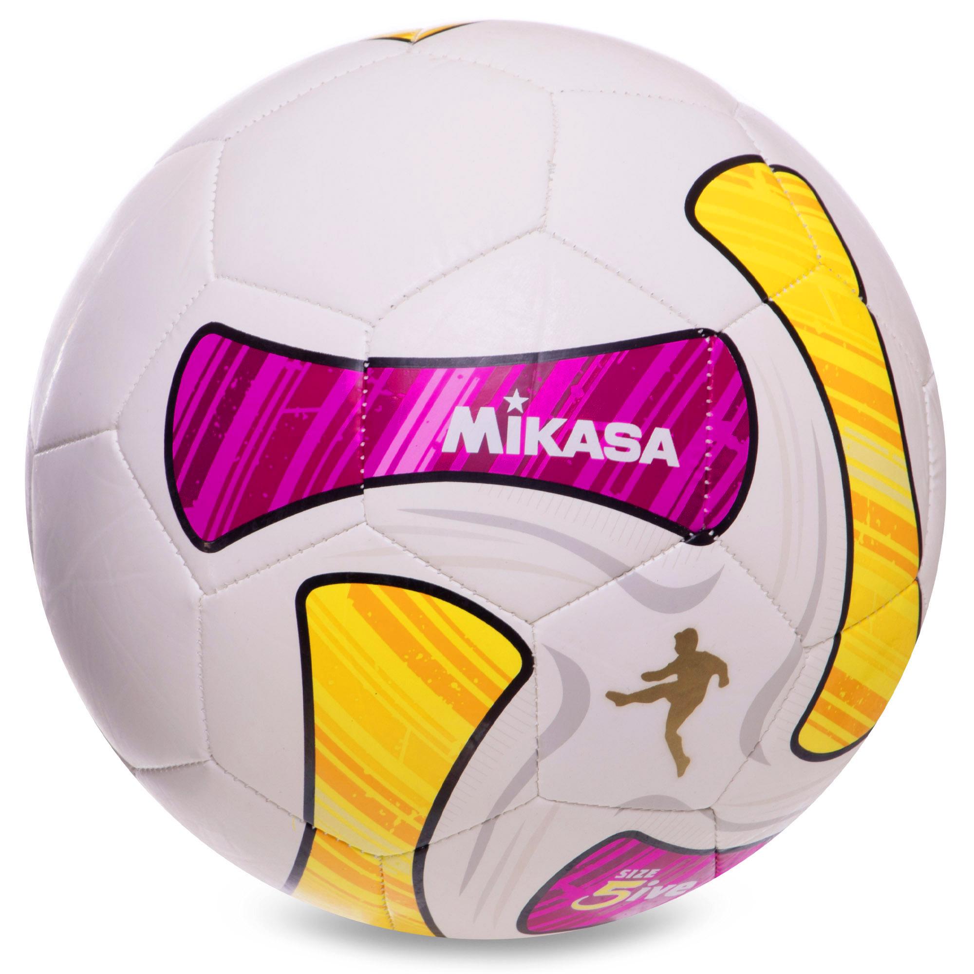 Мяч футбольный Zelart MIKASA SWA50-BR №5 TPU Малиновый/Желтый (DR008013)