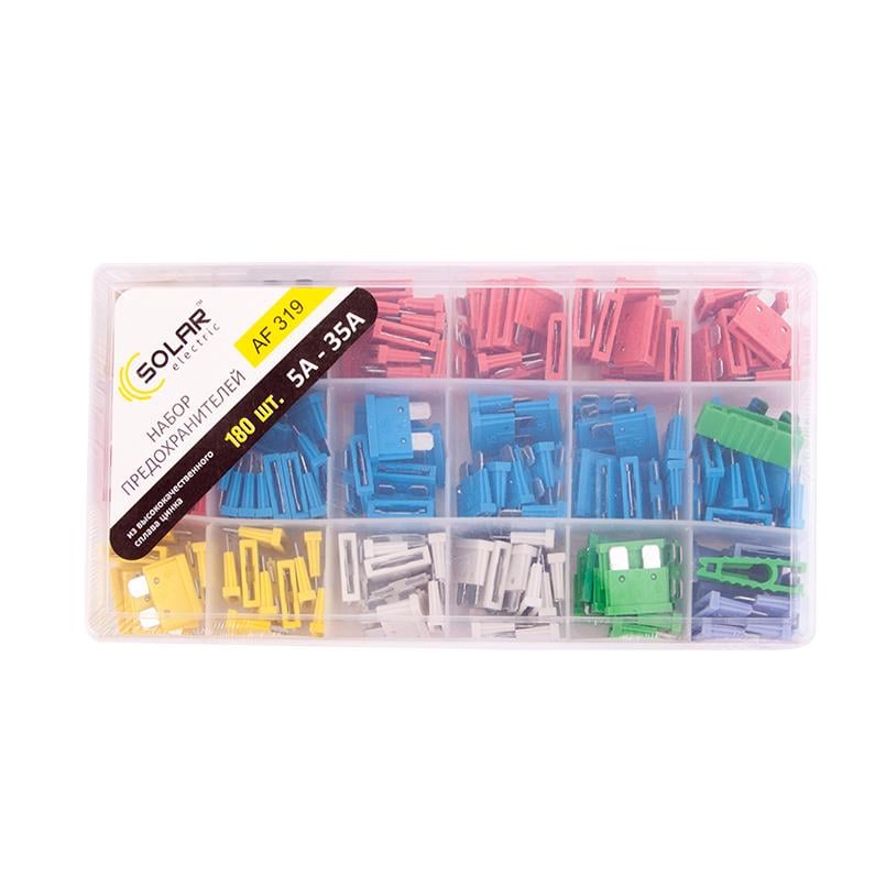 Набор предохранителей Solar цинковый сплав микс 180 шт. (25304)