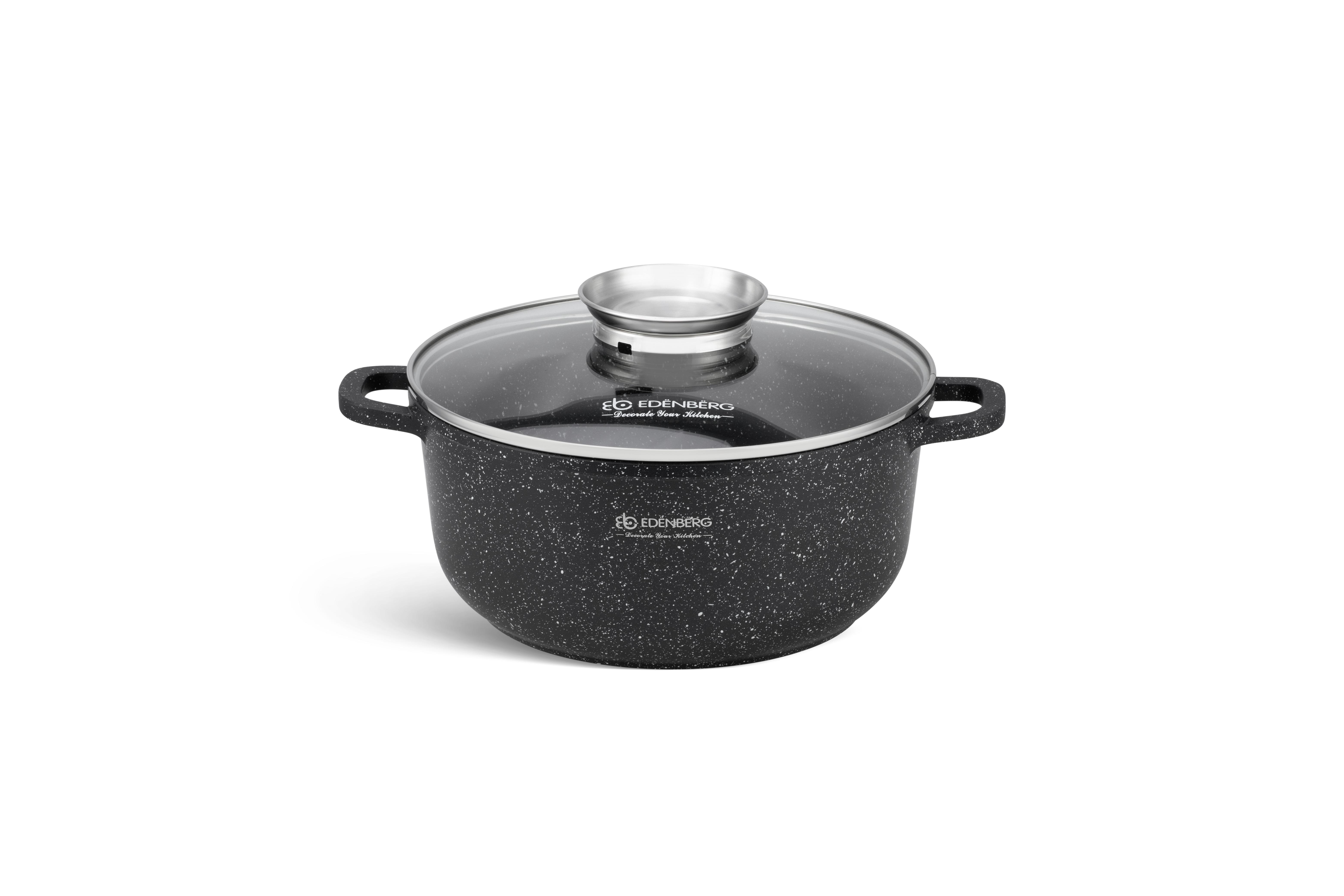 Котел-кастрюля Edenberg с крышкой и антипригарным мраморным покрытием 3,3 л 22 см (EB-8117)