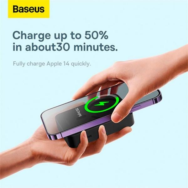 Повербанк с беспроводной зарядкой BASEUS Magnetic Mini Wireless Fast Charge Qi 15 W 2в1 20000 mAh 20 W 2,4 A QC3.0+PD3.0 Black (PPCX150001) - фото 12