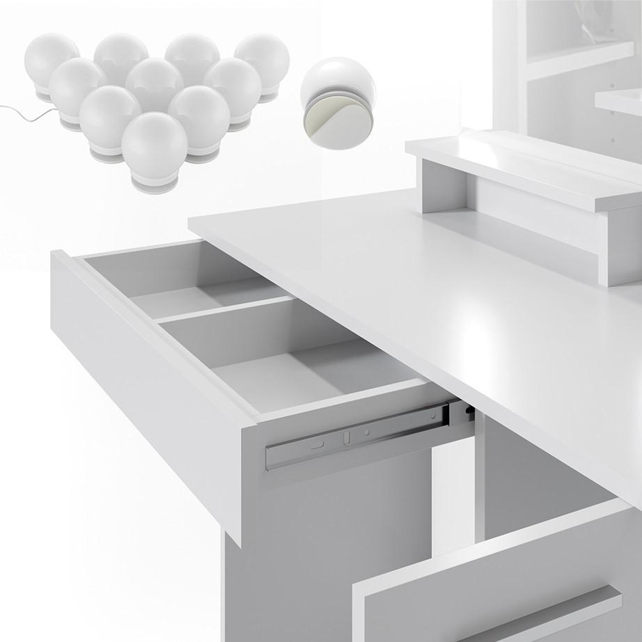 Туалетный столик с лампами Julia и стул хоккер Белый - фото 4 Туалетный столик с лампами Julia и стул хоккер Белый - фото 4