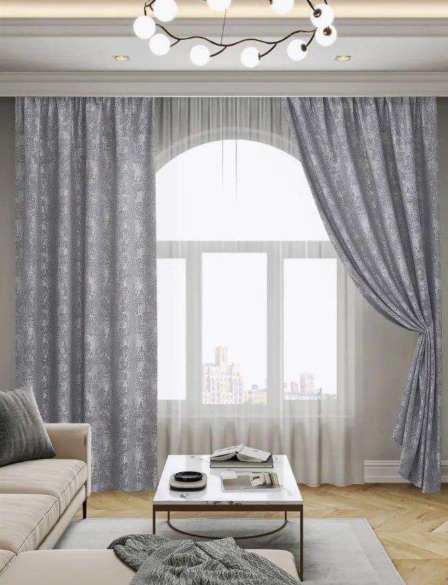 Шторы для спальни жаккард 300x270 см Серый (Е101100B-42)