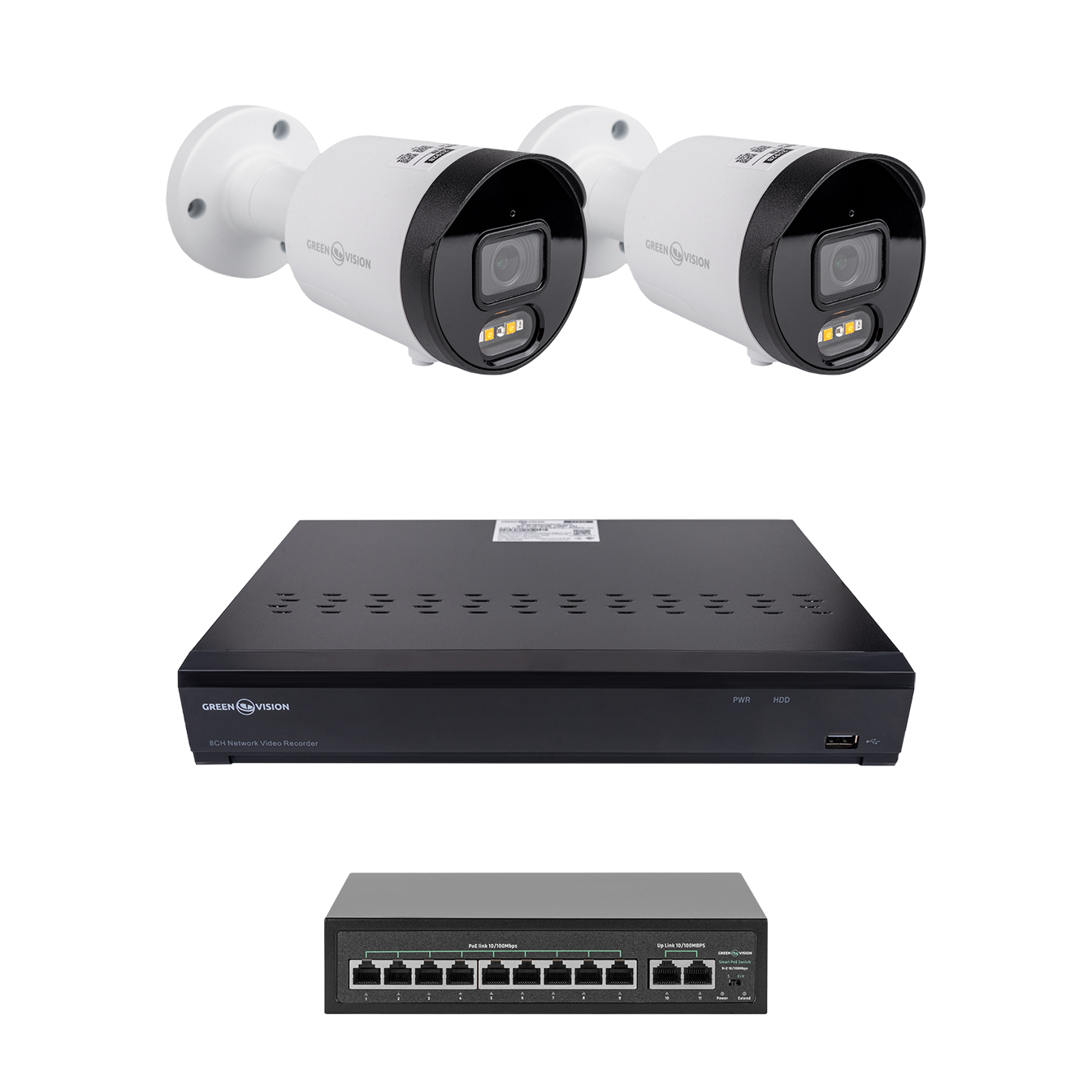 Комплект відеоспостереження GreenVision GV-IP-K-W102/2 4MP Ultra AI на 2 камери (LP39052)