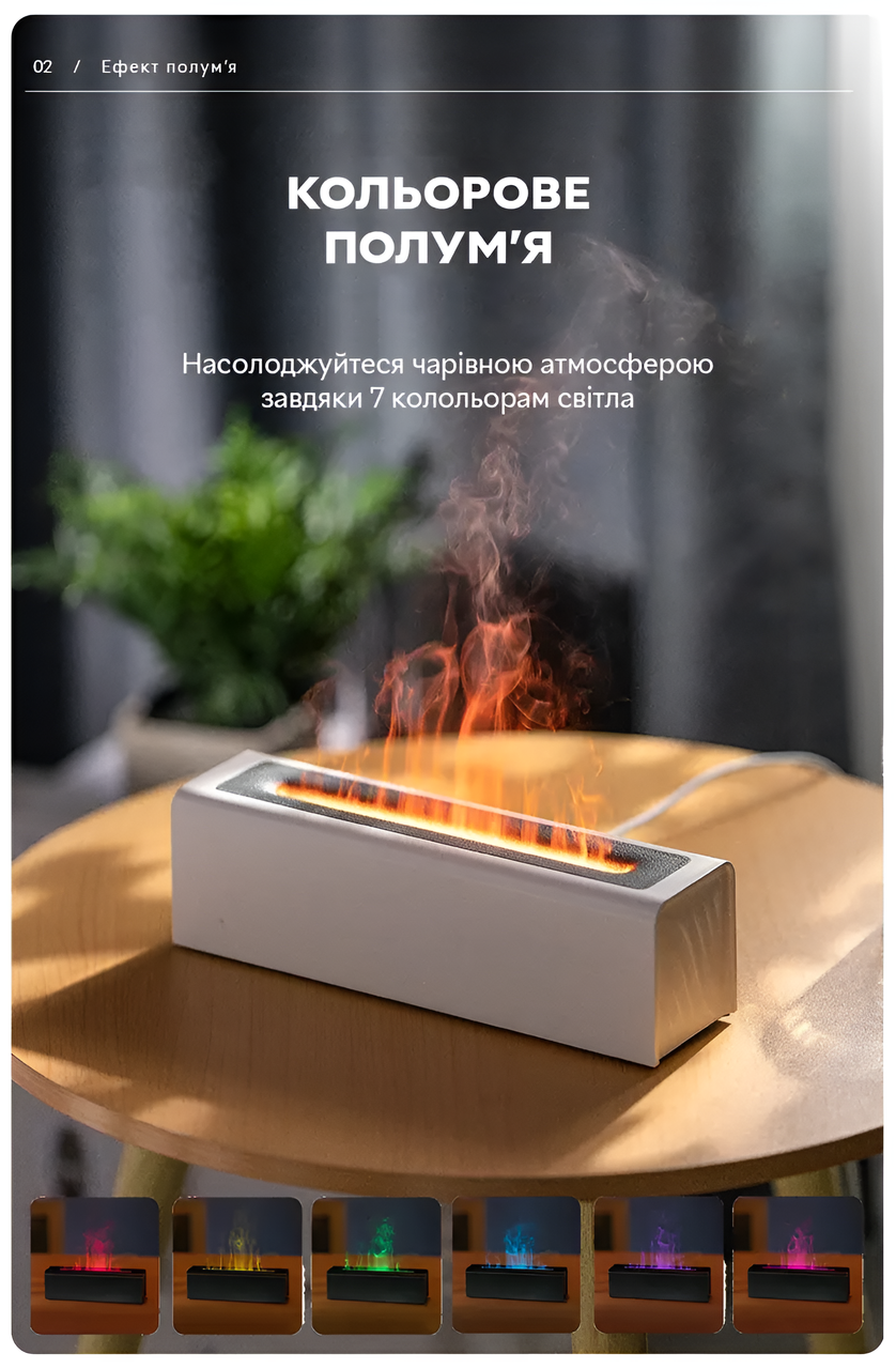 Увлажнитель воздуха портативный Эффект 3D пламени 150 мл Белый - фото 4 Увлажнитель воздуха портативный Эффект 3D пламени 150 мл Белый - фото 4
