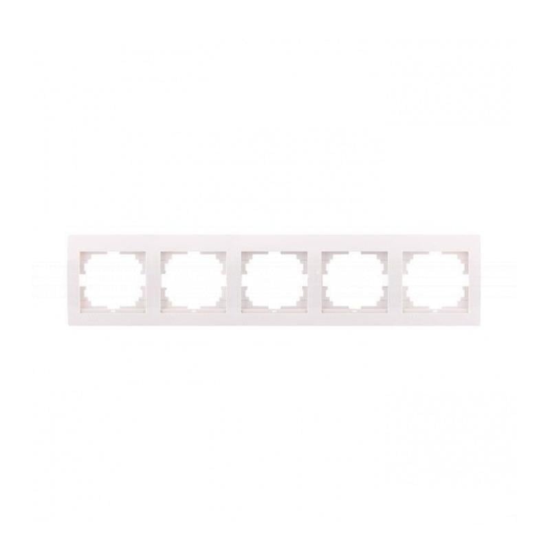 Рамка пятиместная горизонтальная Lezard Deriy без вставки Белый (00000012263)