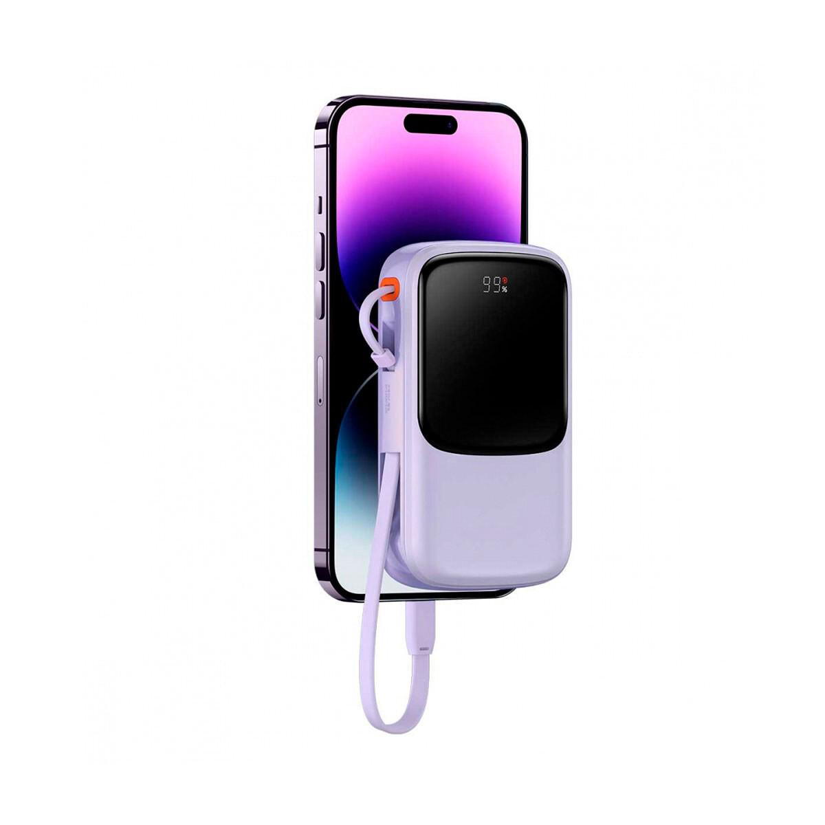 Портативна батарея Baseus Qpow Digital Display 10000 mAh 15 W Type-C Edition 2022 Edition PPQD050005 Purple (1974088489) - фото 3